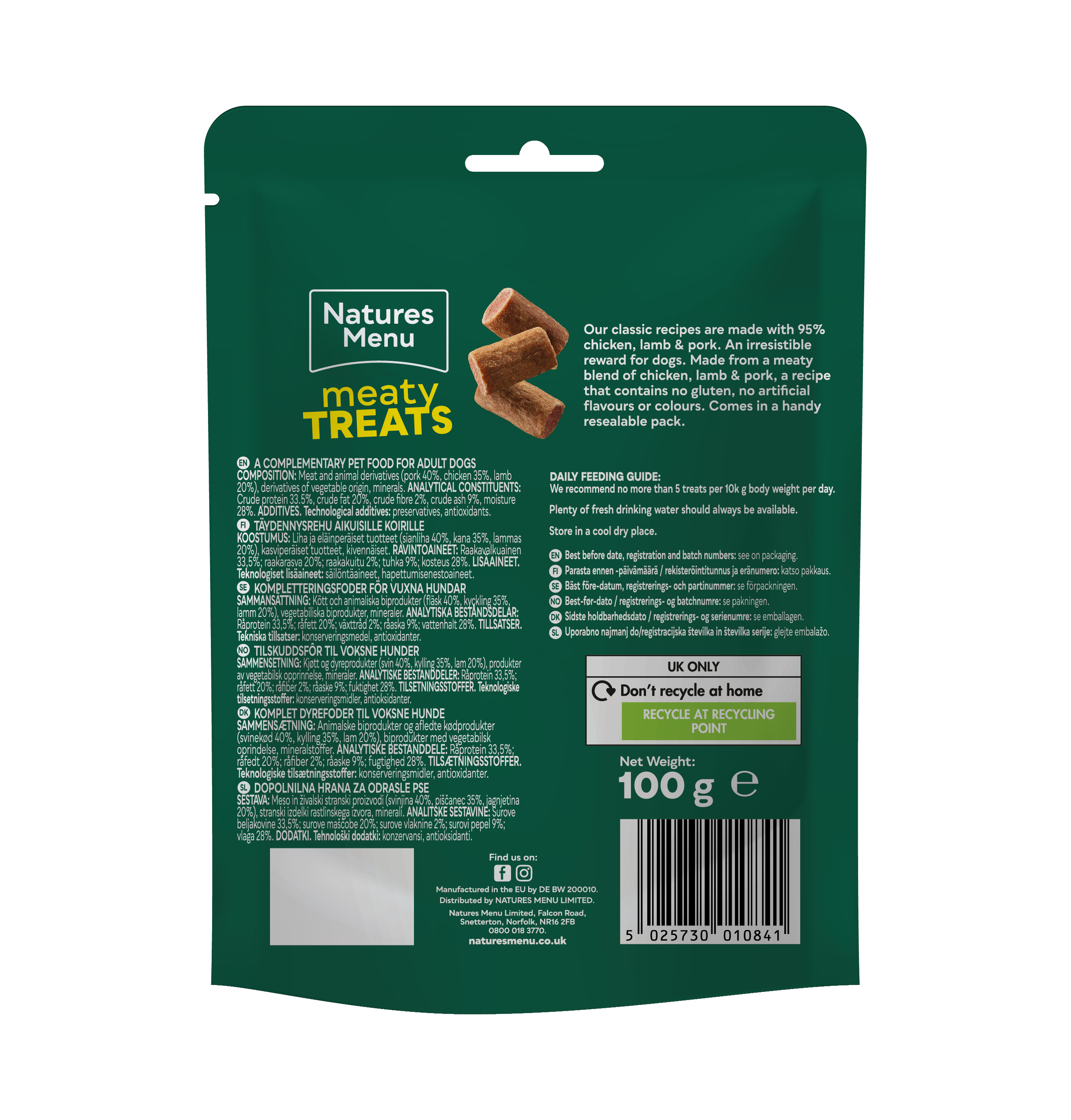 thumbnail image 2 of Natures Menu Real Lamb Mini Dog Treats – 3 Packs – 95% REAL MEAT Soft Chews For Adult Dogs 2 of 4