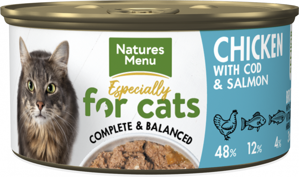 Senior Chicken with Salmon Cod Especially for Cats Cans Natures Menu