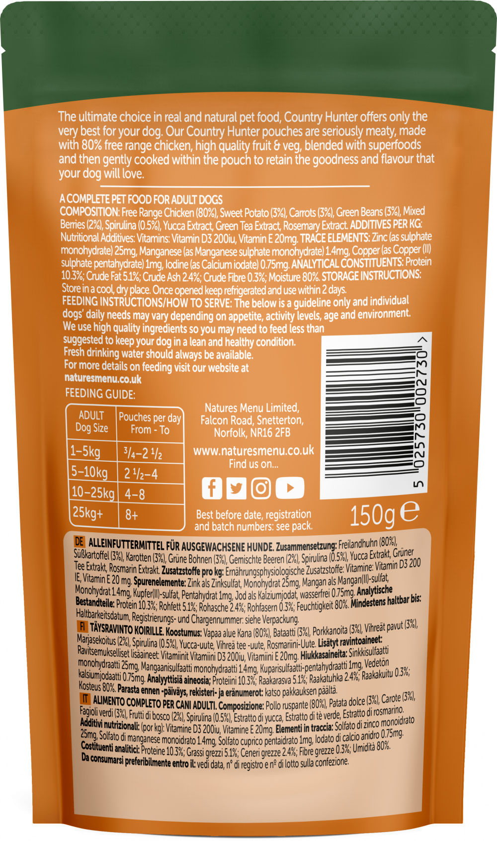 Free Range Chicken Country Hunter Dog Pouches Natures Menu