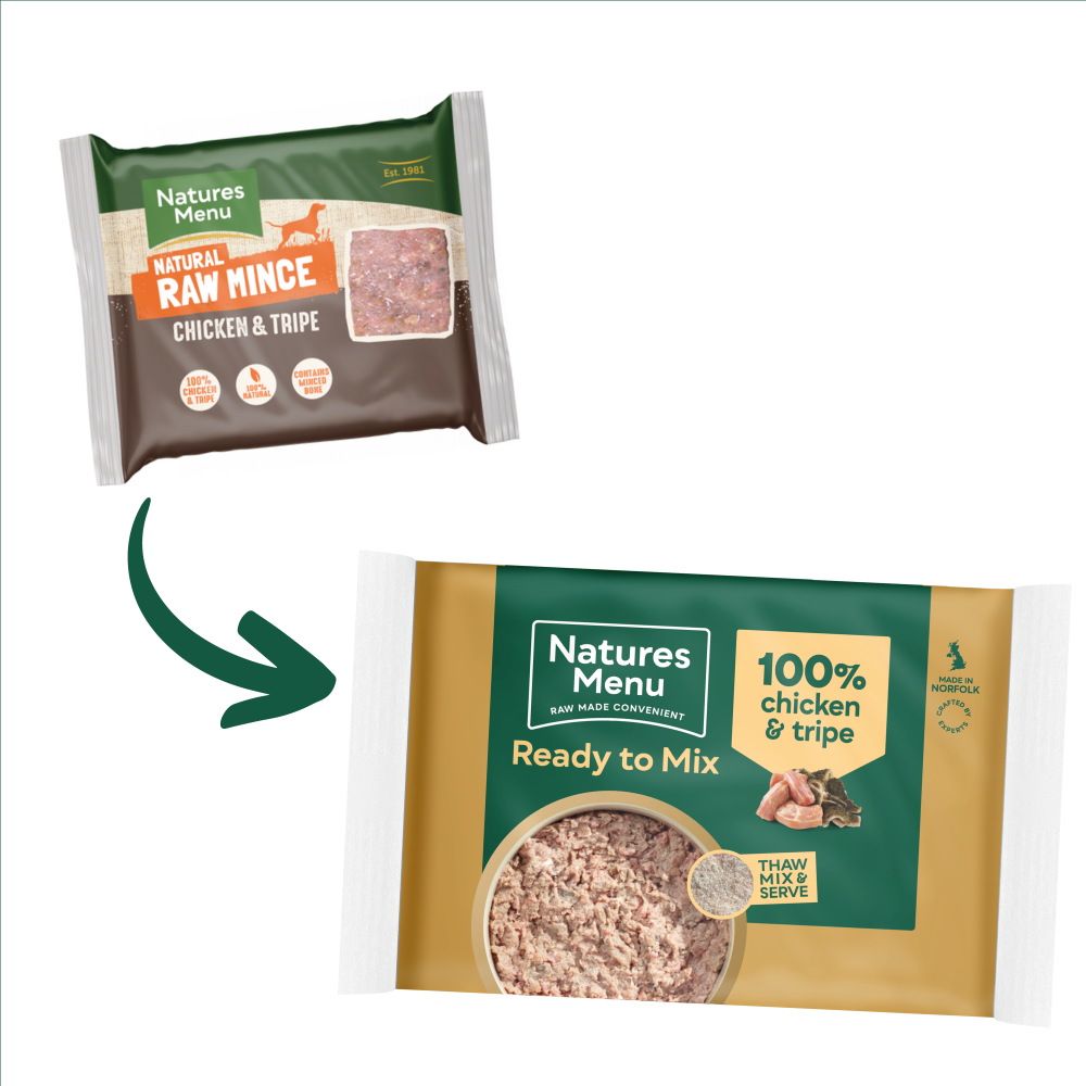 Chicken and tripe raw dog food top