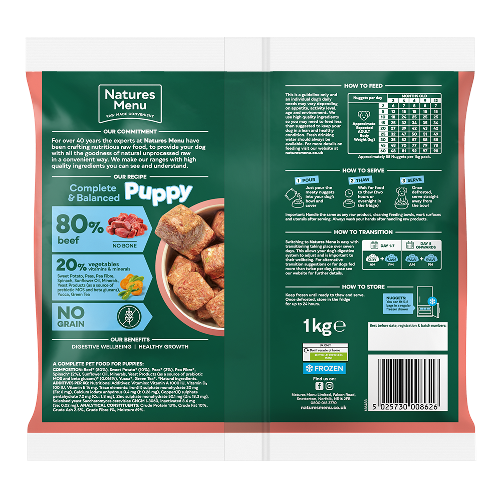 Puppy Nuggets Beef Country Hunter Raw Nuggets Natures Menu